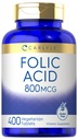 Carlyle Folic Acid 800 Mcg Tabletki 124; 400 Hrabia 124; Wegetarianin, Non-GMO, Gluten Free