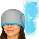 Vive Migrena Relief Cap - Gorący i zimny Kapelusz kompresyjny do bólu głowy - Full Head Ice Wrap Beanie & Eye Mask for Tension & Pressure Relief - Chłodzenie opaska na głowę - wielokrotnego użytku i elastyczne miękkie pakiety żelowe