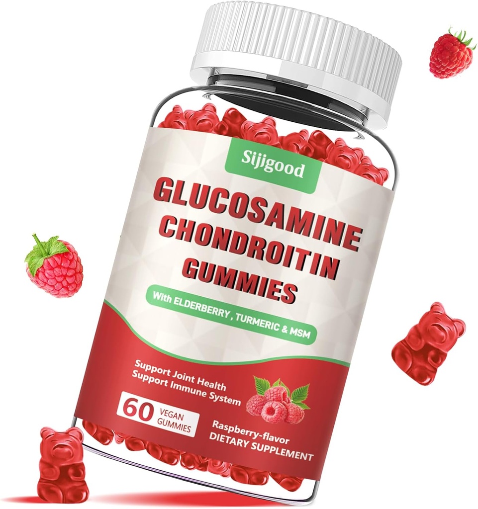Wzmocniona Gummia Glukozaminowa Chondroitin z MSM dla dorosłych - Extrasive-Strength Joint Health & Flexibility, Antyoksydant & Immune Supplement, 60 Count