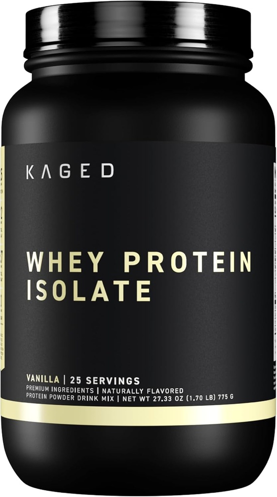 Kaged Whey Protein Isolate Proszek 124; Wanilia 124; 100% Czysta Niska Laktoza Serwatka 124; Post Workout Recovery Drink 124; Wspomaga budowanie mięśni 124; Suplementy dla mężczyzn i kobiet 124; 25 Służenie