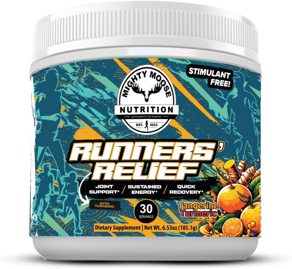 Relief Runners - Joint Support & Muscle Recovery Supplement - Glukozamina Chondroitin - Elektrolity post - Stymulant- Free / Post Workout Energy - Turmeric Tangerine z 95% Kurkuminoidy