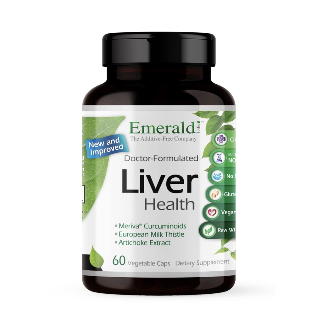 EMRALD LABS Liver Health - Suplement do wsparcia wątroby z European Milk Thistle Extract - Wspiera zdrowy system immunologiczny, poziom energii i pęcherzyk żółciowy * - 60 Kapsułki warzyw (30- Day Supply)