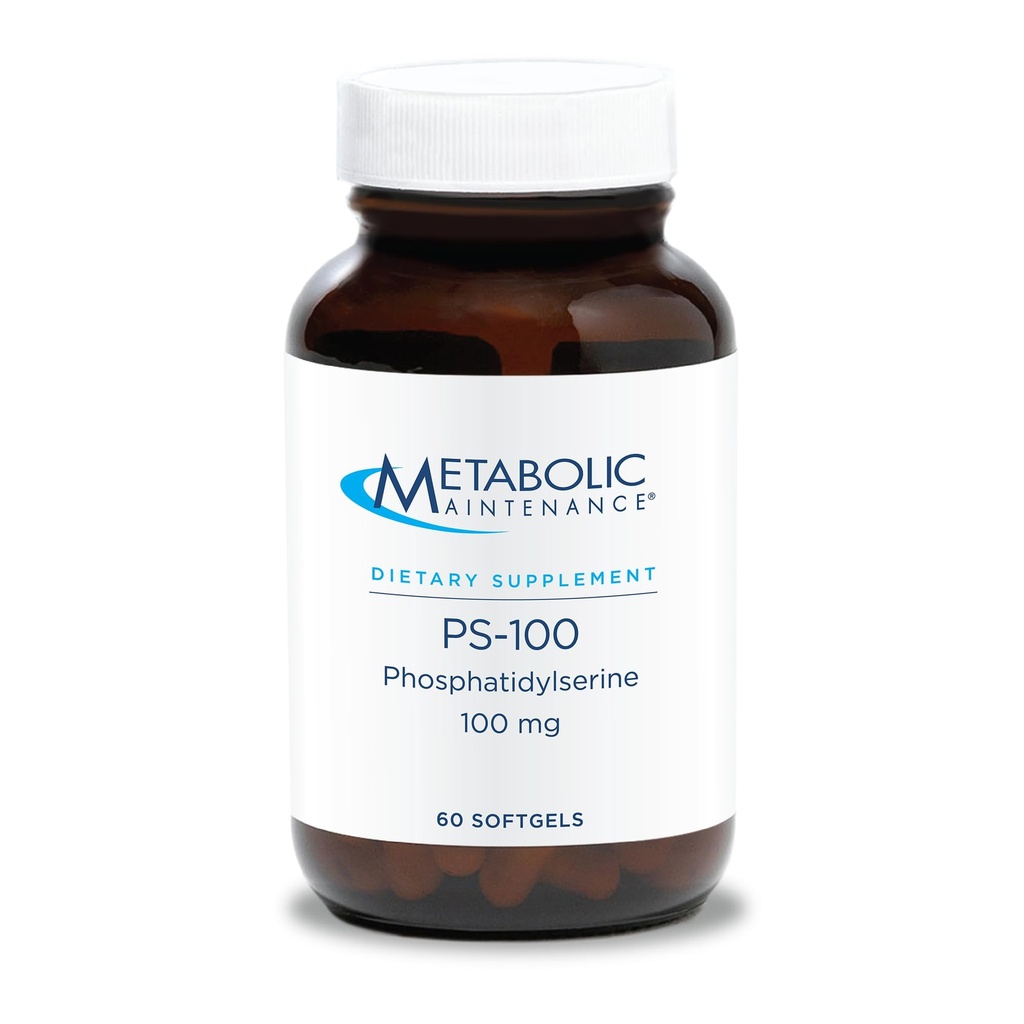Konserwacja Metaboliczna PS- 100 Fosfatydyloseryna, 100mg - Suplement do wspierania normalnej pamięci + Kognition, Promowanie niespokojnego snu (60 Softgels)