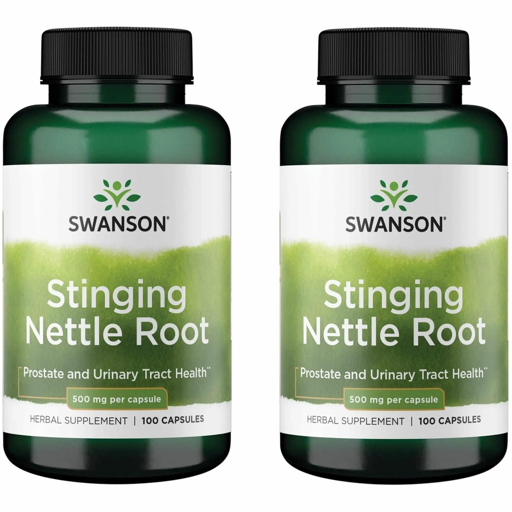 Swanson Stinging Nettle Root (Urtica Dioica) - Suplement ziołowy - (100 kapsułek, 500 mg) (2 opakowania)