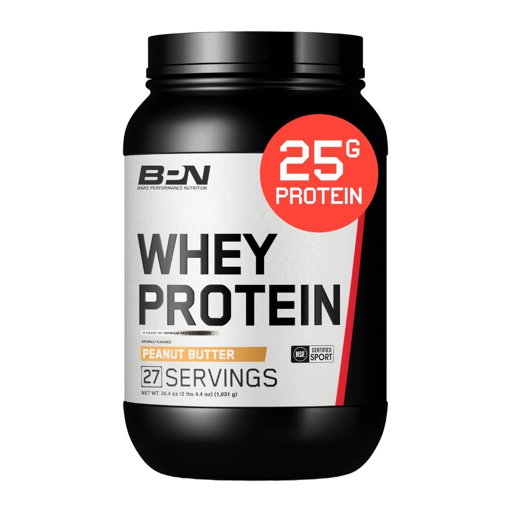 NUTRYFIKACJA WYKONAWCZA BARE, Białko serwatki BPN + Mieszanka proszku białka kazeiny, Masło orzechowe, 25 g Białko per serving supports Lean Muscle Recovery, 27 Służenie, Tested strony trzeciej