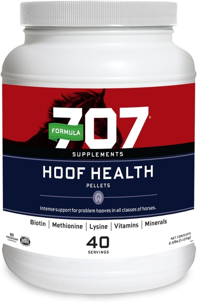 Formuła 707 Hoof Health Equine Supplement, 2,5lb Jar - Biotin, Amino Acids, and Minerals to Improve and Support Healthy Horse Hooves