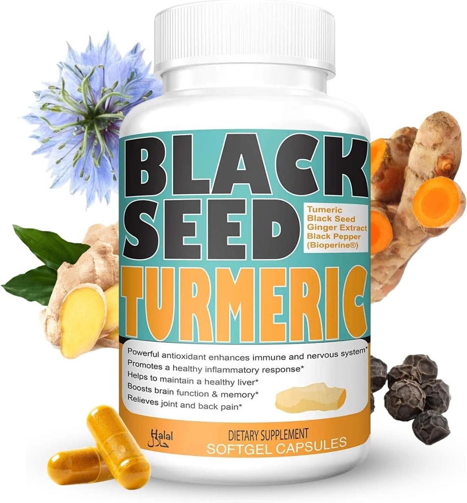 Kurkumina 1350mg Kurkumina 150mg Proszek z czarnego nasion 75 mg Ekstrakt imbirowy 50mg Czarny pieprz Owoc Ekstrakt 10mg Bioperine 60 Veggie Count Kapsułki przez Sweet Sunnah