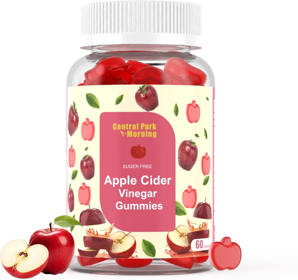Jabłko Cydr Gummies ocet 1000mg, suplement ACV do detox & Cleanse, Suger Free i Non-GMO - 60 Gummies