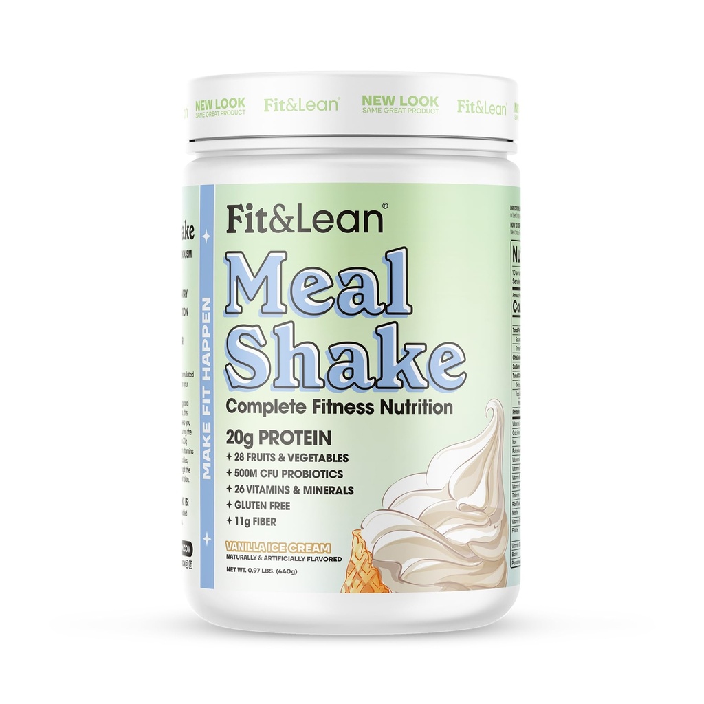 Fit & Lean Meal Shake, Fat Burning Meal Wymiana, Białko, Włókno, Probiotyki, Wanilia, 1lb, 10 Służenia na pojemnik
