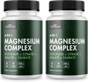 BioSchwartz Magnezu Complex Supplement (2 Pack) 350mg Magnezu glicynian cytrat jabłczan i taurat na serwowanie zdrowym nerwom mięśni Wspomaganie snu (Wegan, Gluten- Free, Non-GMO)