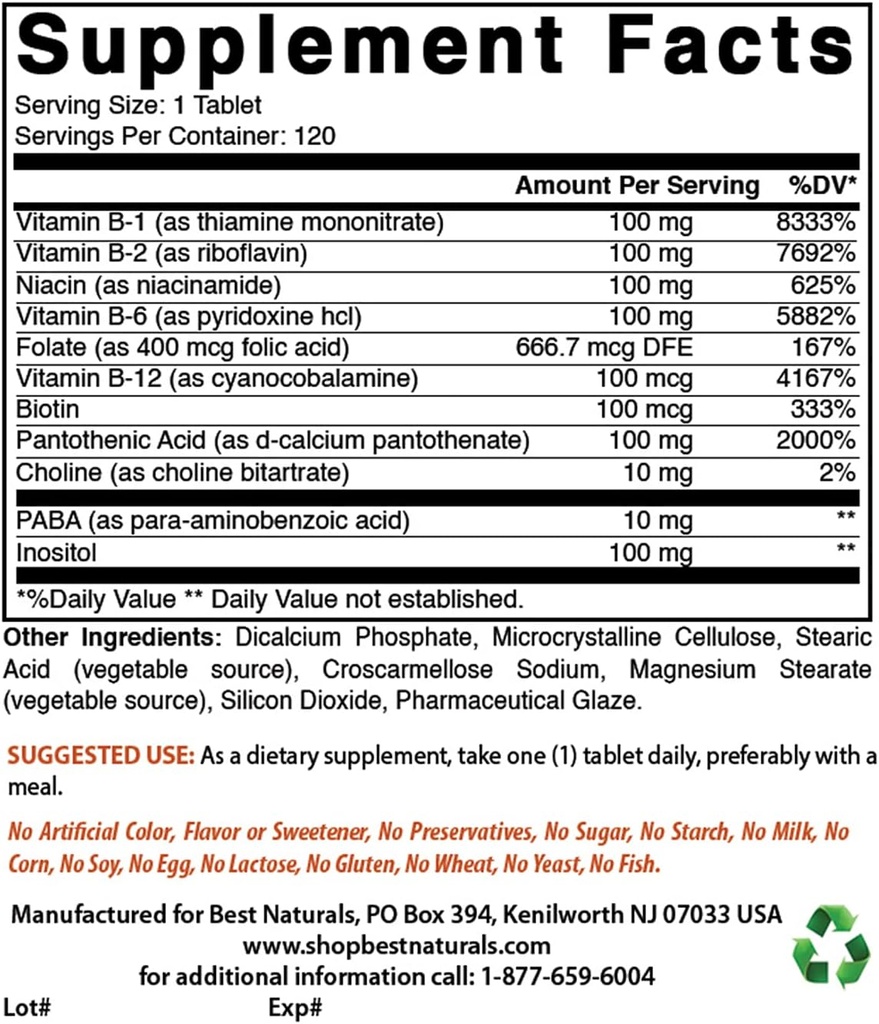 Najlepsze naturalne B- 100 Complex & Magnezu tlenek 500 mg
