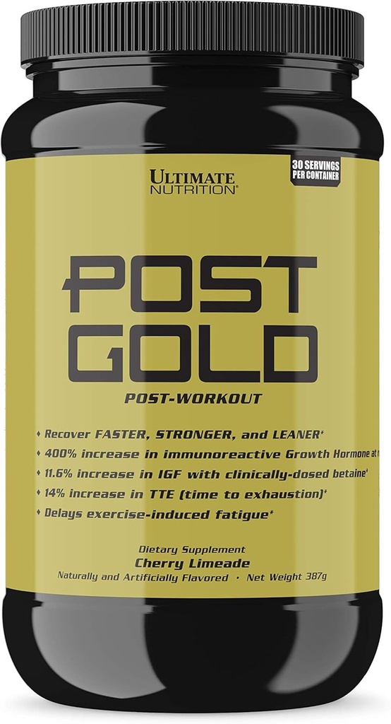 Ultimate Nutrition Post Gold Post- Workout Proszek, Napoje odzysk mięśni z BCAA, Beta Alanina, Betaine, GABA, Glutamina, 1.07 Pounds, Cherry Limeade