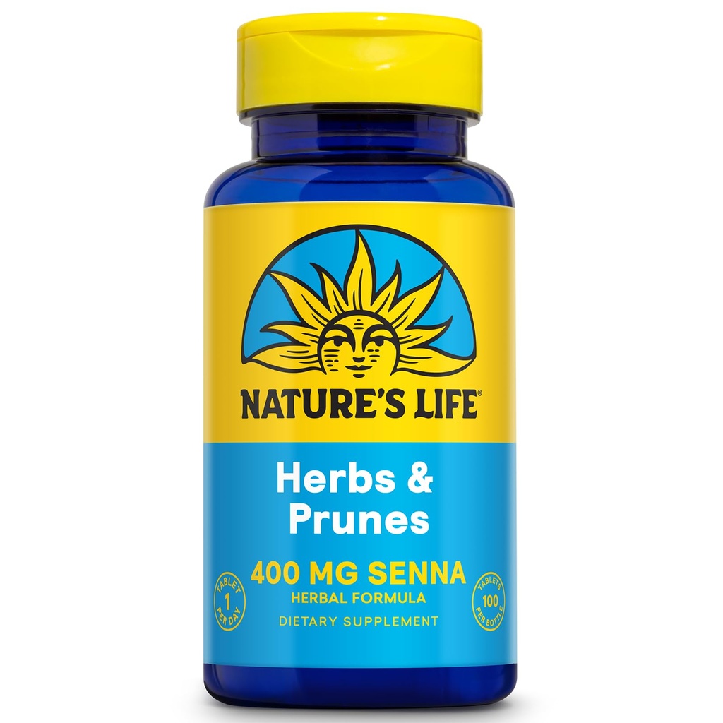 Nature 's Life Herbs & Prunes Next 124; 400mg Senna & Herbal Blend for Healthy Disease Support Next 124; Non-GMO Next 124; 100 Tabs, 100 Serv.