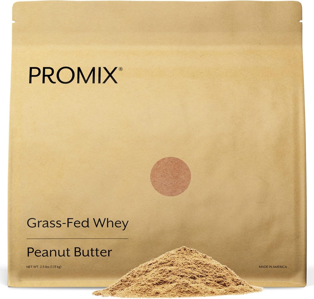 ProMix Nutrition Serwatka w proszku, Masło orzechowe - Grass- Fed - Post Workout Fitness & Nutrition Shakes, Smoothies, Pieczenie i Gotowanie Przepisy - Gluten- Free & Keto- Friendly - 2.5 Funt (opakowanie po 1)