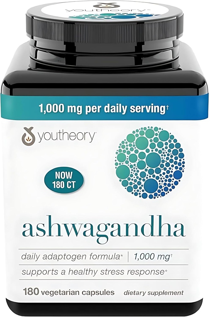 Generic Ashwagandha Suplement Organiczny KSM- 66 Ashwagandha Suplement wegetariański 180 Kapsułki, 1000mg na dobę Serving, Pomoc Wsparcie zdrowe Stress Management Response, Wyczyść