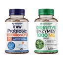 Zdrowe Wellness Organiczne Probiotyki 100 Miliard CFU + Żywiące Enzymy 1000mg z Prebiotyki Bundle