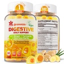 Ginger Gummies dla Nudności i Poparcie trawienne, Stomach Relief - Cukier wolny z czosnku Turmeric & Odorless, Quercetin, Witamina D3, C, Pyszne suplementy trawienne, 60Cts (Opakowanie 1)