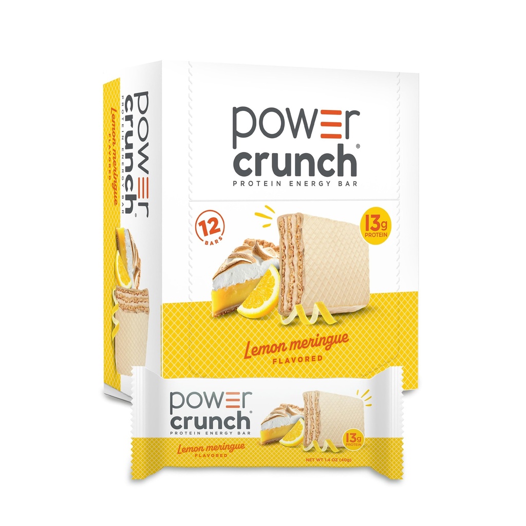 Power Crunch Protein Bary Wafer, Wysokie Przekąski Protein z pysznym smakiem, Lemon Meringue, 1.4 Ounce (12 Count)