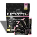Ulepszone opakowania z proszkiem elektrolitycznym (Lemon Berry Next 124; 20 opakowań) w / 0 Cukier + BCAAs + B- Vitaminy Suplement Elektrolitu w Cynk potasu i Magnez do nawadniania - Keto Electrolytes