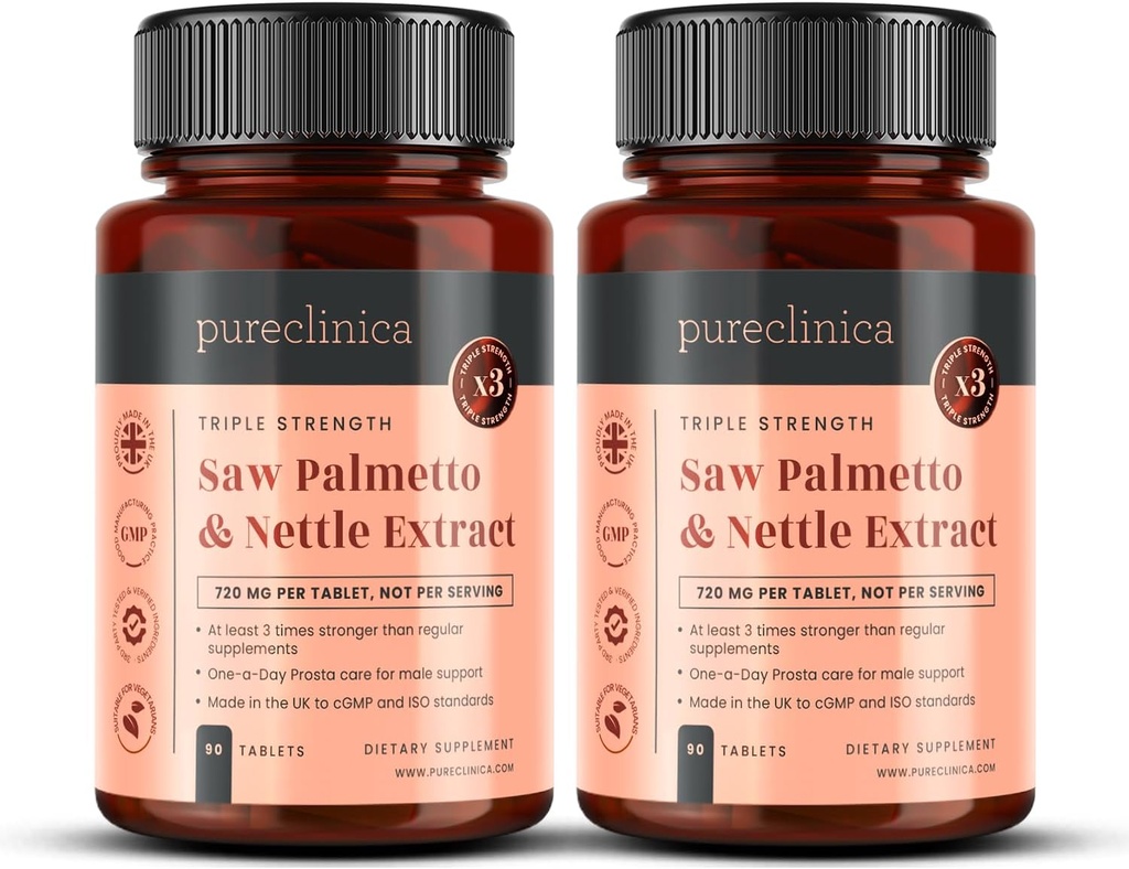 2- Pack Triple Strength Saw Palmetto & Nettle Root - 180 tabletek 124; 4149mg z 160mg Saw Palmetto Extract (85- 95% Kwasy tłuszczowe), 30mg Nettle Root, 649mg Wapnia 124; 6- Month Supply Supply Support Support 124; Prostate Support