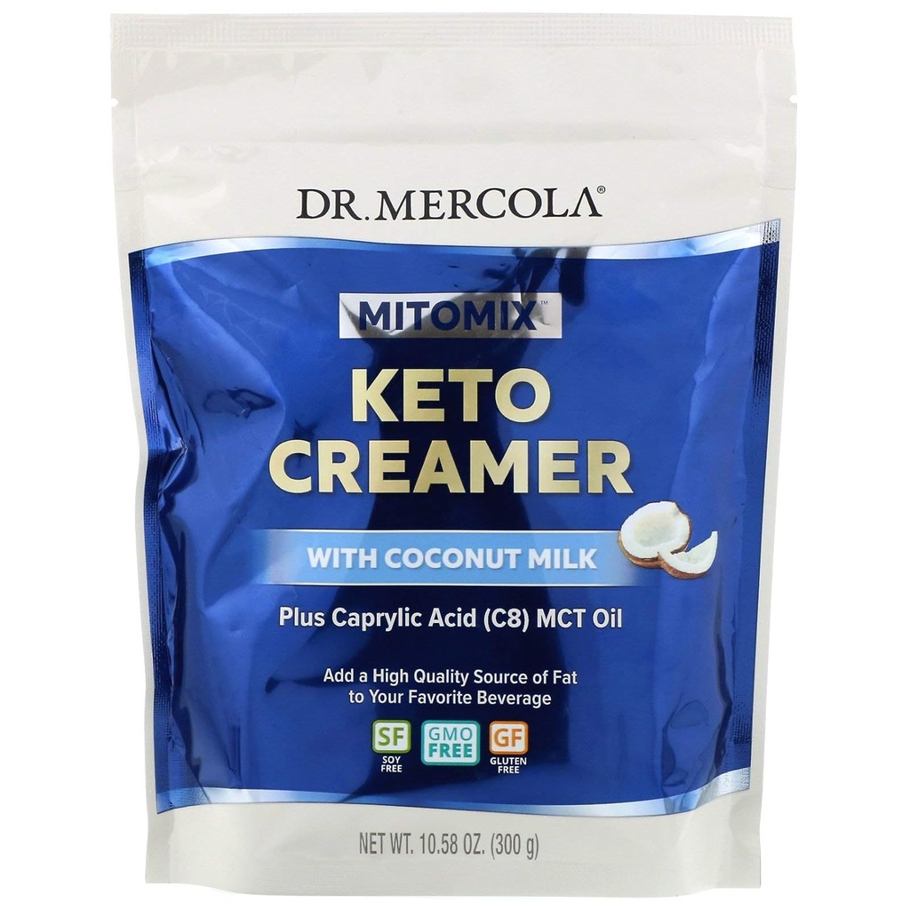 Dr Mercola MITOMIX Keto Creamer z mleka kokosowego, 15 Sług, (1 Bag), MCT Oil, nie GMO, Gluten Free, Soy Free