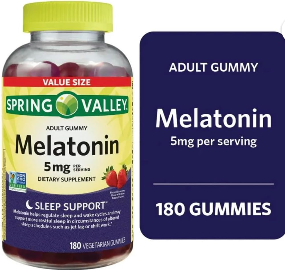 Soring Valley Melatonin Gumiaki, Nie GMO, Strawberry Flavor, 5 mg, 180 Count