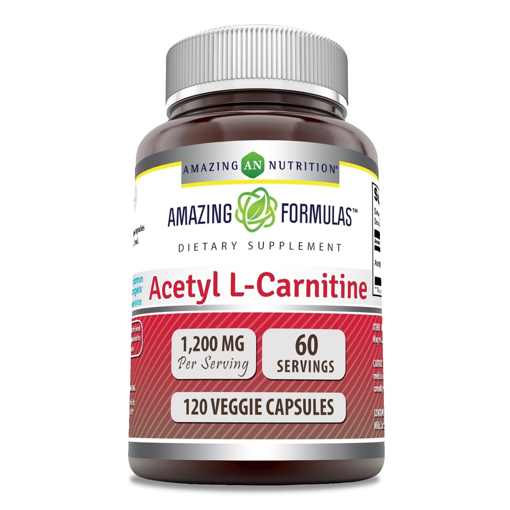 Amazing Supples Acetyl L- Carnitine Supplement Equipment 124; 1200 Mg Equipment 124; 120 Veggie Capsules Equipment 124; Non- GMO Equipment 124; Gluten Free Equipment 124; Made in USA