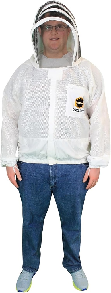 Mann Lake Provent Pszczoła Kurtka, Profesjonalne Vented Bee Gear z Self- Supporting Veil, Heavy- Duty Zippers, Elastyczne otwierania nadgarstka, Wzmocnione Wysokie-Wear Area & Pocket klatki piersiowej, Średnio