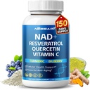 NAD + RESVERATROL Suplement - 10- in-1 Naturalny Mieszanka z Quercetin Turmeric Berberine Biberry Zielona herbata - 150 Count - Made & Tested in USA