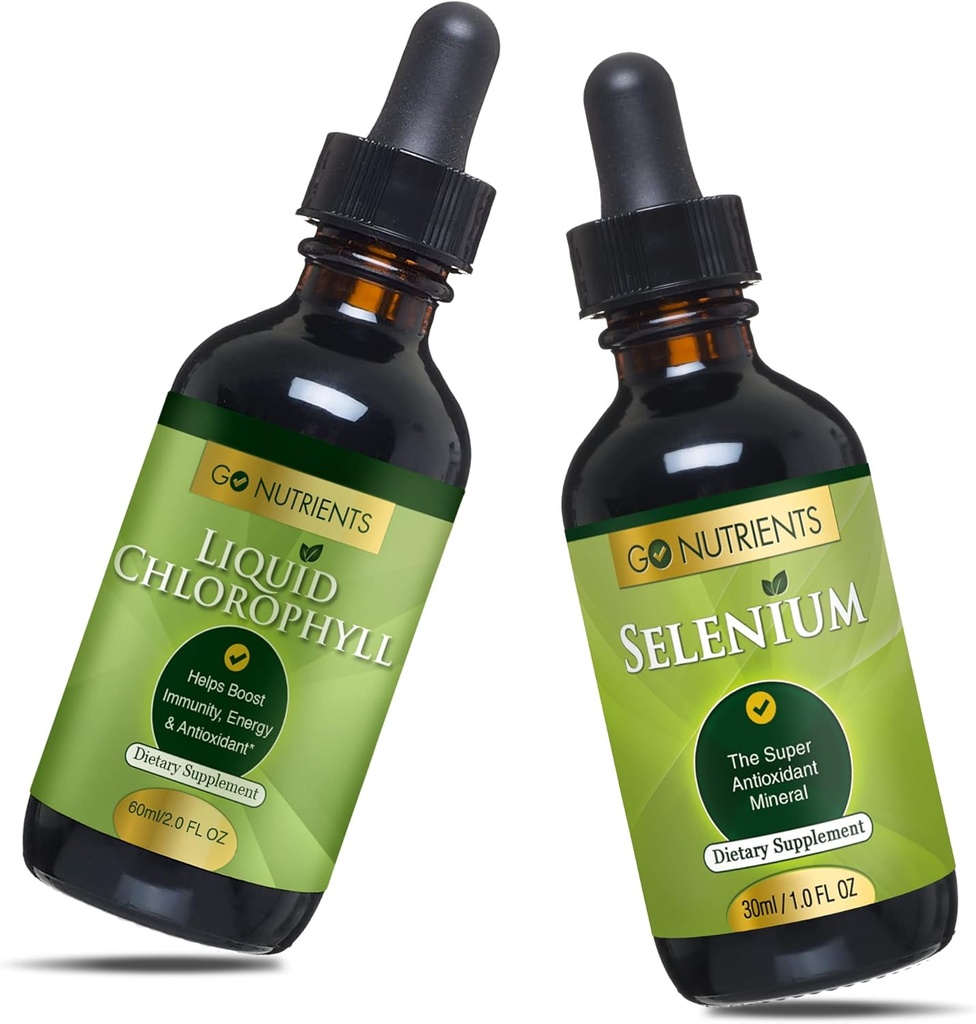 Go Nutrigents Liquid Chlorophyll & Selenium 200 µg Supplement Equipment 124; Year-free Liquid Drops, Selenium Drops, Herbal Supplements Equipment 124; Sodu Copper Chlorophyllin Supplement, Chlorophyll Liquid Drops