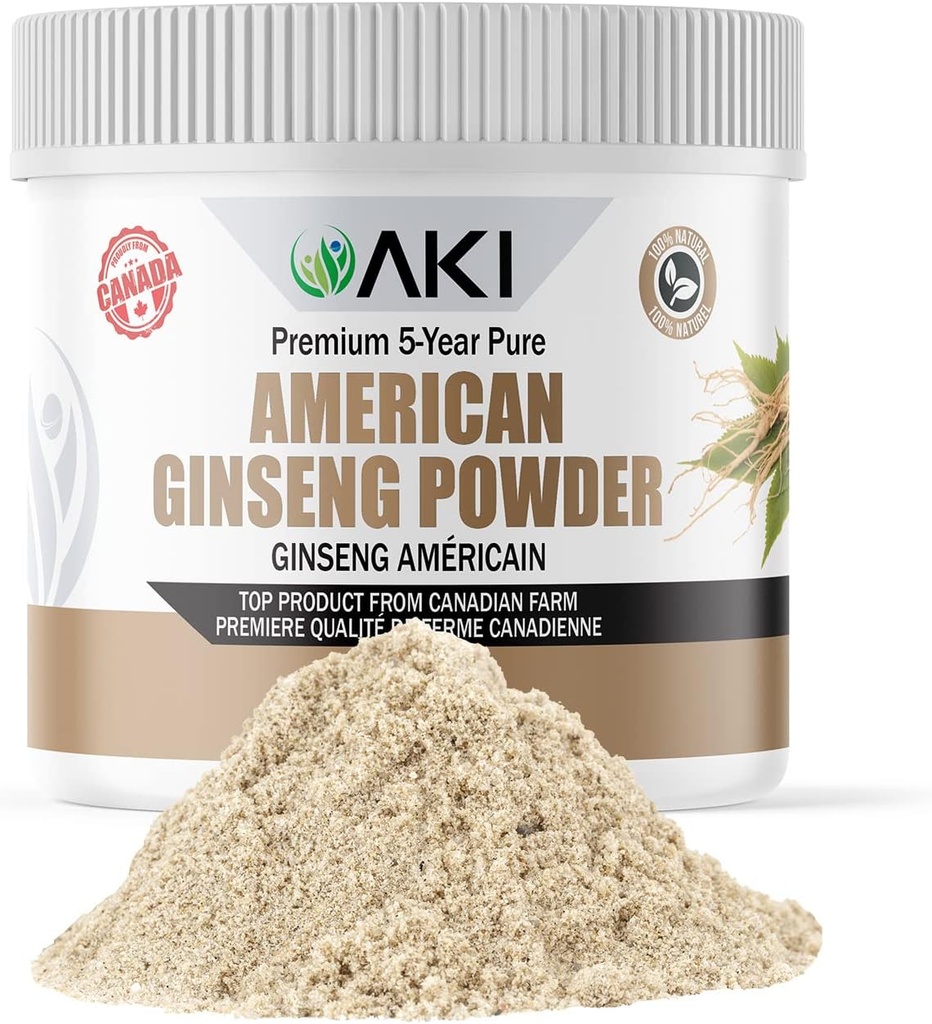 AKI American Ginseng Proszek z 4% żeńsenozydów - Idealny do kawy, napoje jak koktajle (4oz / 113g)