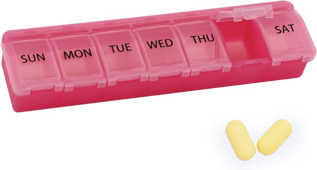 Silikon Cotygodniowy Pill Organizator 7 Dzień Pill Box Medicine Box Daily Arthritis- Friendly, Duża Medycyna Case Compact Travel Pill Container for Pill, Witamina & Olej rybny (różowy)