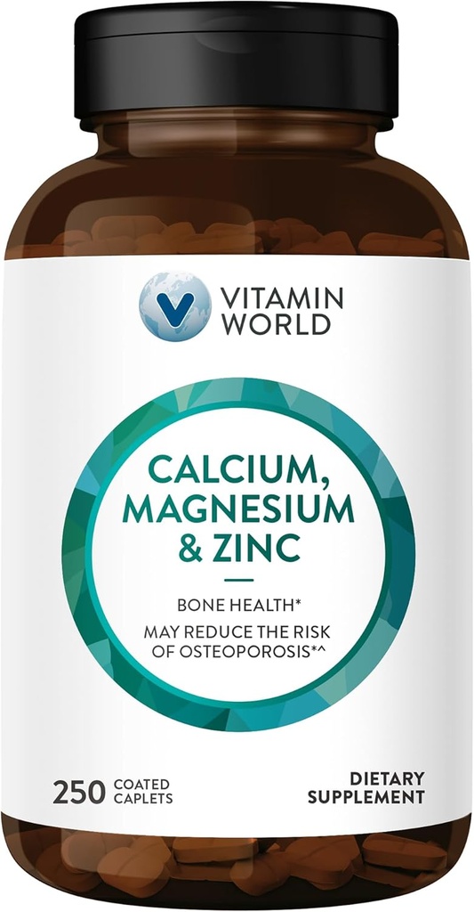 Witamina World Magnezu wapnia Cynk "Promotes Bone Health 250 Kapsułki powlekane