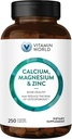 Witamina World Magnezu wapnia Cynk "Promotes Bone Health 250 Kapsułki powlekane
