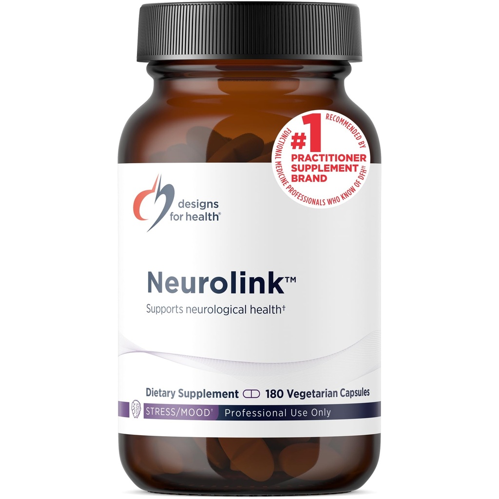 Designs for Health Neurolink - L- Tyrozyna, GABA, 5- HTP, Inositol + Suplement Tauryny - Designs to Support Mood, Neurological + Cognitive Health - Non-GMO (180 kapsułki)