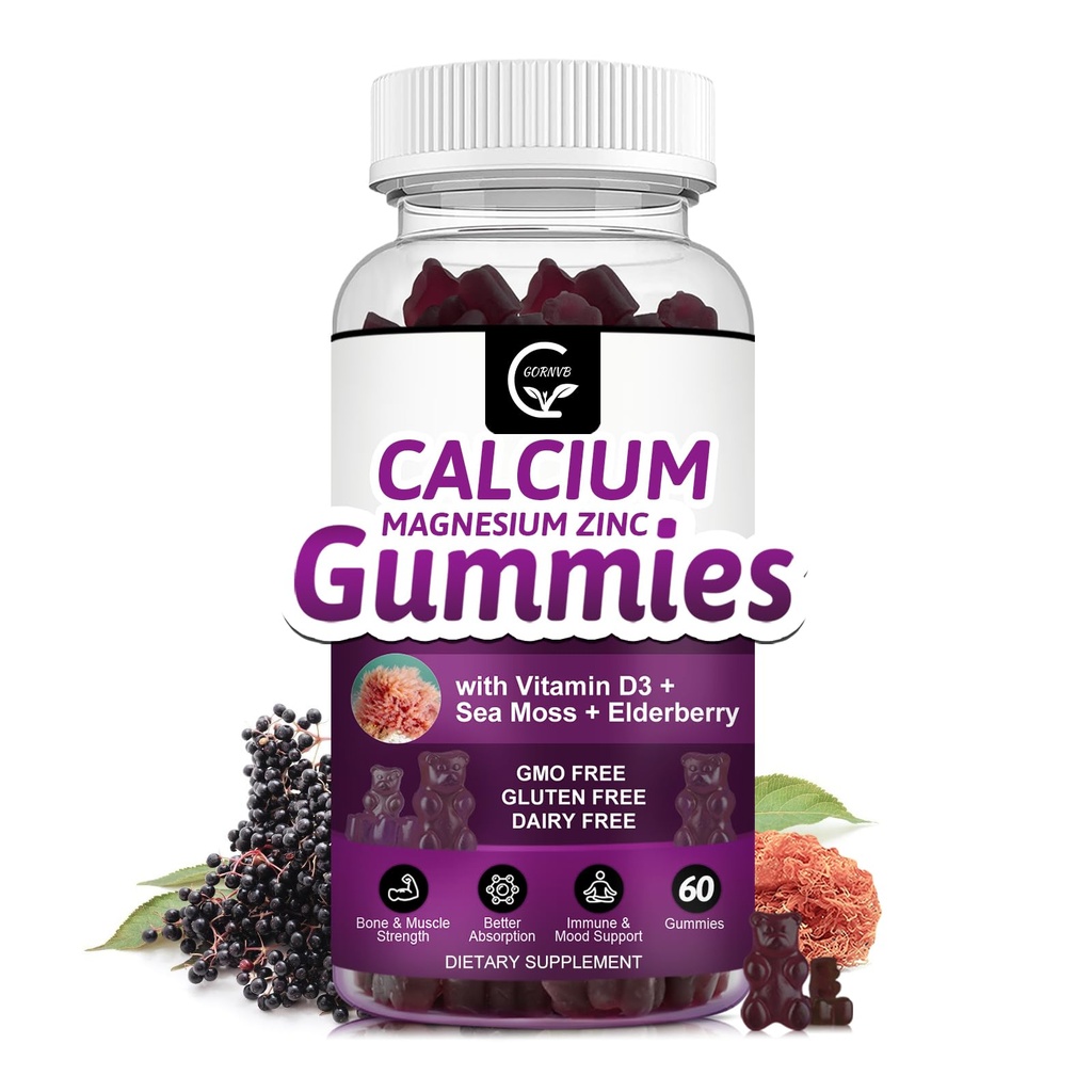 Magnezu wapniowego Gummie cynku o wysokiej absorpcji Magnezu, Potas, D3 - dla kości, Mięśnie, Immune & Sleep Support, Wegan