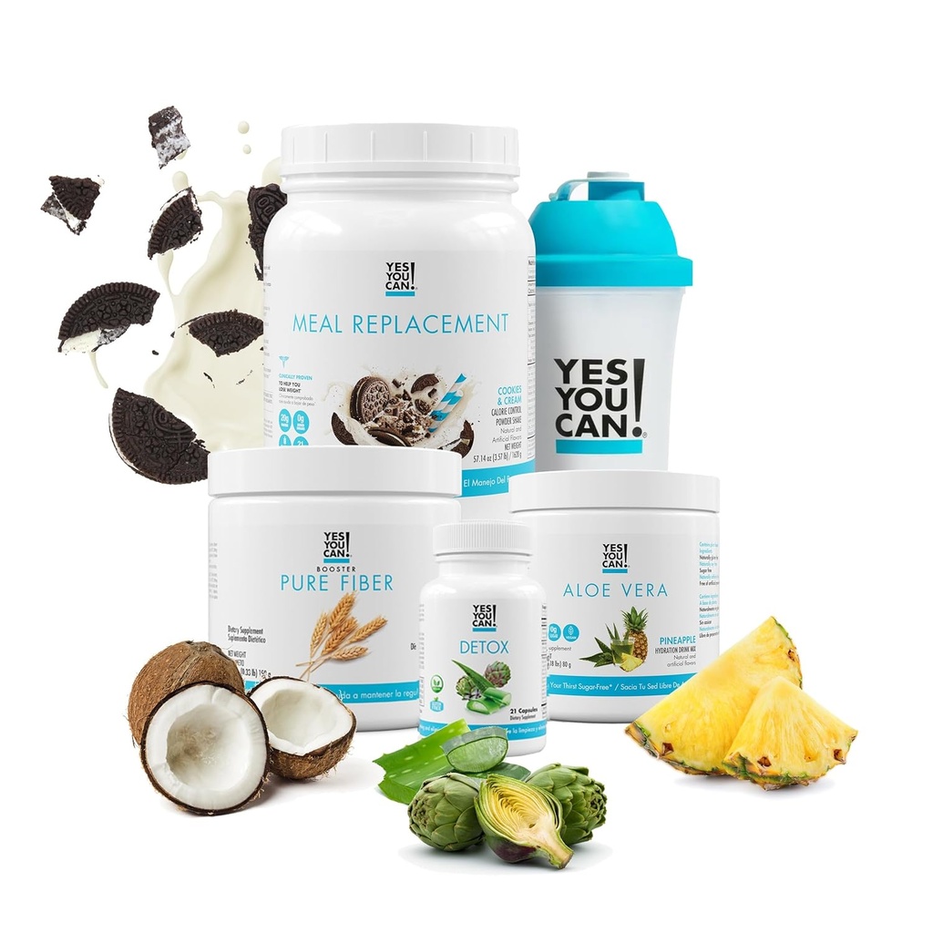 Tak można! Detox Plus Kit, Codzienne Czyszczenie Czysty Fiber Meal Wymiana, Drink Mix, Shake Booster & Suplement, Zestaw Oczyszczanie ciała dla kobiet, Daily System Cleanse - Cookies & Cream, Aloe Vera Hibiscus