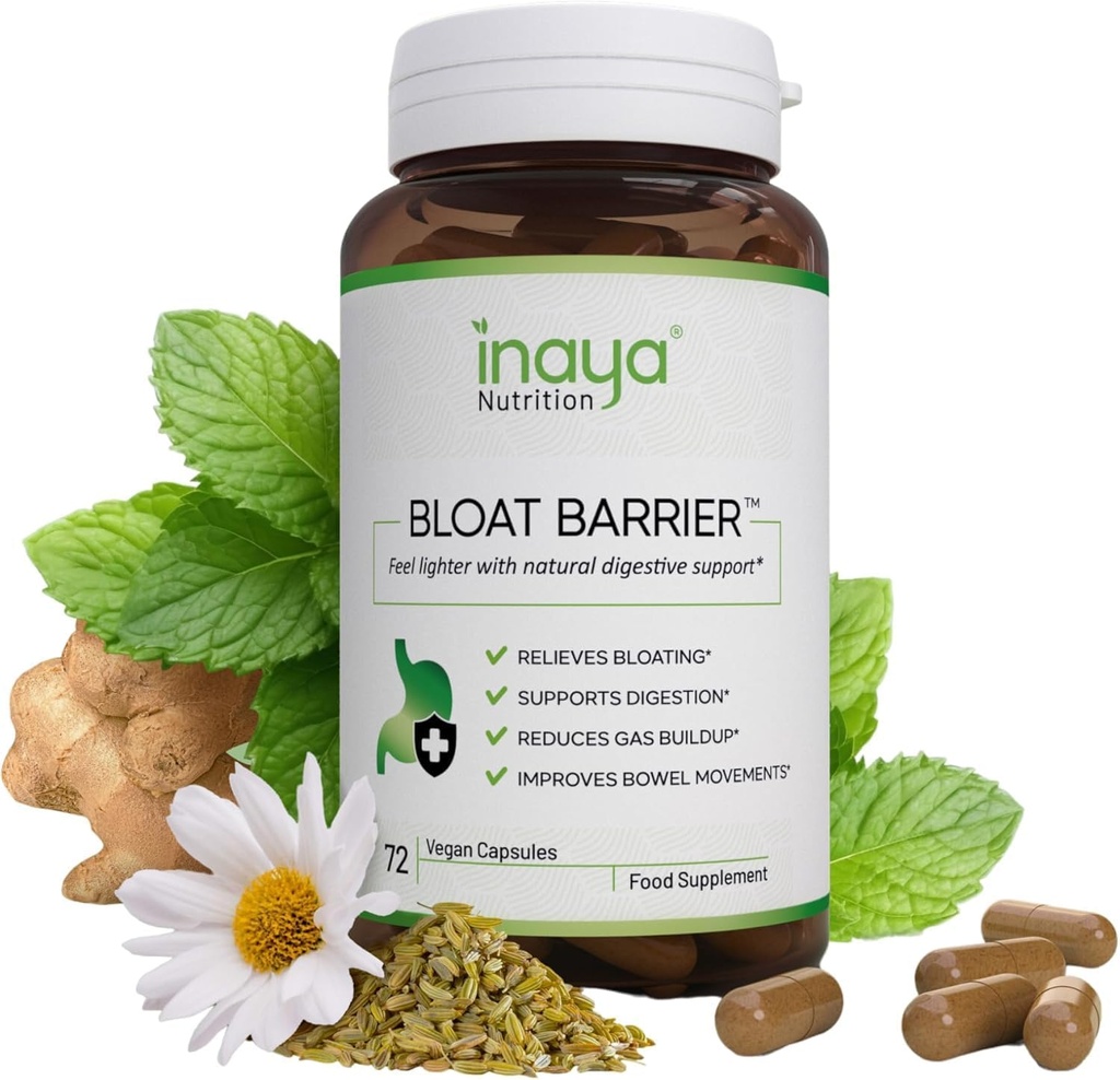 BloatBarrier 72 Kapsułki - Naturalne trawienie i Bloating Supplement for Stomach Bloating Relief, Redukcja gazu i Ulepszone Movel Movements - Vegan, Gut Zdrowie Suplementy