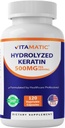 Witamatyczna hydrolizowana keratyna 500 mg na serwowanie - 120 Kapsułki wegetariańskie - Keratyna Suplementy dla zdrowych włosów skóry i paznokci dla dorosłych