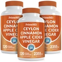 5- in-1 Ceylon Kapsułki cynamonowe 2355mg - Ceylon Cynamon i Jabłkowy Cydr Kapsułki - Turmerowy i Panax Ginseng - Suplementy cynamonowe z Bioperiną (120ct, Opakowanie 3)