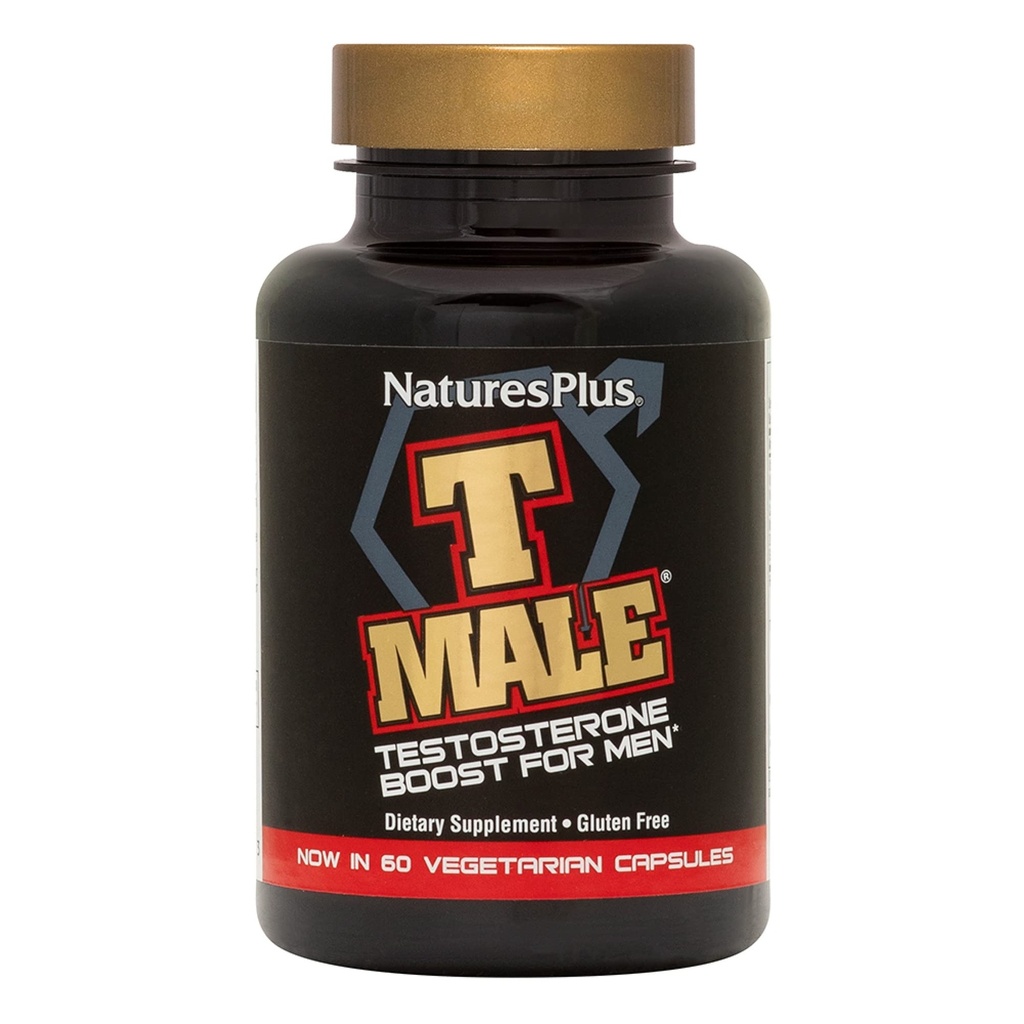 NaturesPlus T Mężczyzna - 60 Kapsułki wegetariańskie - Promotes Muscle Gain & Stamina, Mood Enhancer - Gluten Free - 30 Razem Sługi