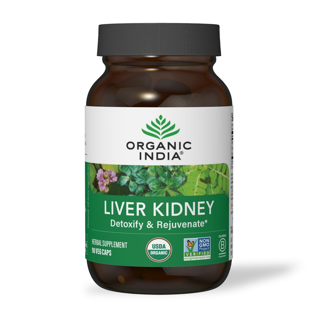 Organic India Wątroba i nerki Cleanse Detox Naprawa - Suplement ziołowy - Detoksykacji i odmładzania, Wspomaga zdrowe czynności wątroby i nerek, Wegan, USDA Certified Organic, Non-GMO - 90 Kapsułki