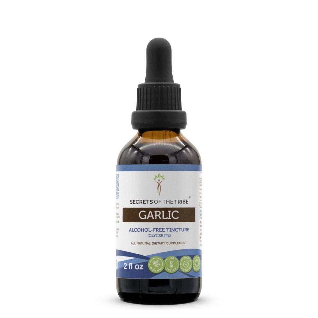 Sekrety Tribe Czosnek nalewka Bezalkoholowy Liquid Extract, Czosnek Suszony Bulb (2 FL OZ)
