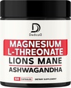 Magnezu L- Threonian Suplement z Lwami Mane & Ashwagandha Root - 1000Mg Per Serving for 60 Count Supply - Advanced Formula Support