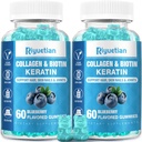 Biotin Gummies 15000mcg z kolagenem dla dorosłych Kobiety i Mężczyźni - Włosy, Skóra i Nails Gummies z Biotinem - Kolagen dla kobiet - Wegan, Non-GMO, Witaminy do włosów - 120 Hrabia, 2 Pack