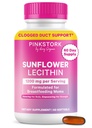 Pink Stork Lecithine Supplement - 1200 mg dla Zatkanych Kaszy Mlecznych - Karmienie piersią Essentials for Postpartum Moms - Wspiera Przepływ Mleka - 60 Softgels