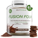 Fuzja Four Vegan Protein Powder - 21g Proszek białko oparte na plantacji - Gluten wolny, mleczny i sojowy, Pea Protein z BCAA - Czekoladowy aromat - 5lbs