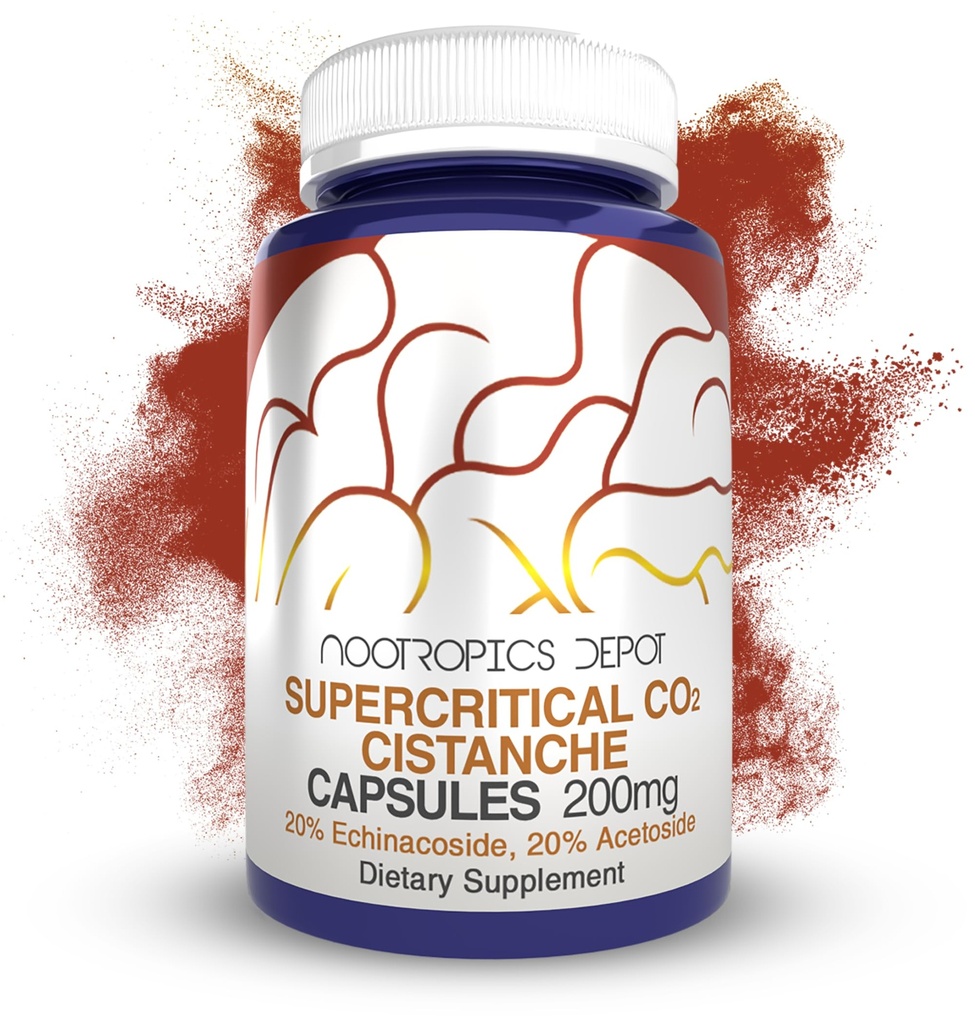 Nootropics Depot Cistanche Ekstrakt nadkrytycznego CO2 Kapsułki 124; 20% Echinakozydu + 20% Werbaskozydu (acetozyd) 124; 60