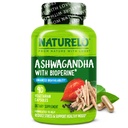 NATURELO Ashwagandha organiczny proszek korzeniowy - Natural Herbs Supplement for Fatigue, Stress Relief, Mood Enhancer - z Black Pepper Extract - 90 Kapsułki wegańskie