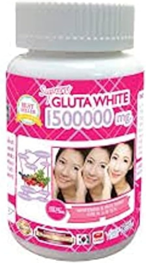 1 Butelka X 30 Softgels Supreme Gluta White 1500000mg. Super wybielanie Glutathione Anti - Starzenie. (Najwyższe wybielanie skóry Zwiększa Kolagen Usuń ciemną plamę i bliznowacenie Pore Zdrowa skóra i włosy)